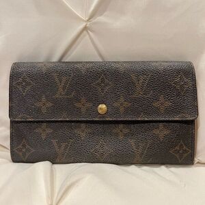 Vintage Louis Vuitton Monogram Long Wallet LV Luxury Inner Zippered Pouch